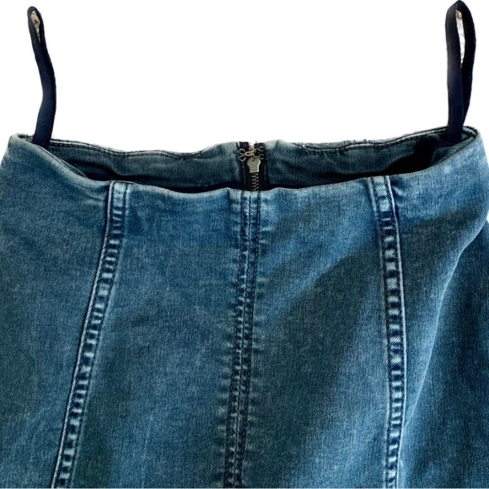 Free People Blue High Waisted Zip Back Casual Boho Cute Micro Mini Skirt size 4 - Picture 6 of 8